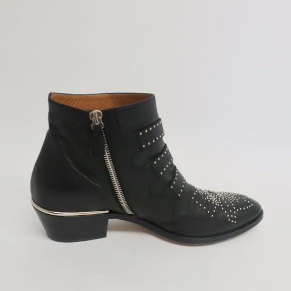 Chloe Susanna Ankle Boots Black/Silver Studded - Picture 4 of 8
